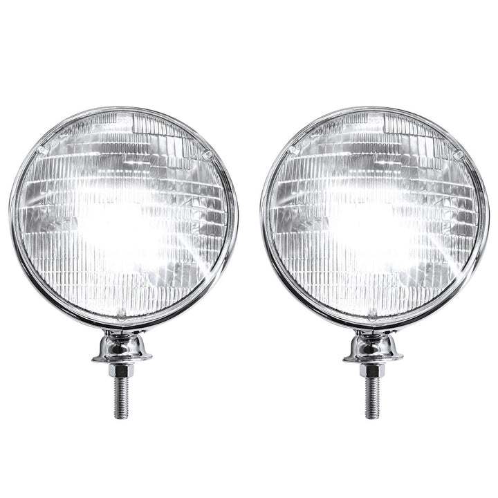 7" Chrome Dietz Style Headlight With 12 Volt 6014 Sealed Beam Bulb