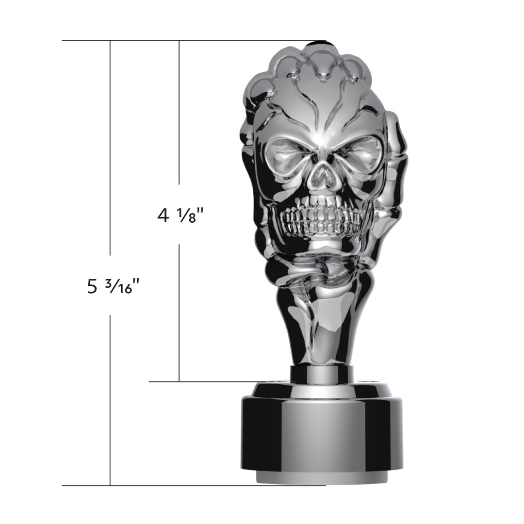 Thread-On Skull Gearshift Knob With 9/10 Speed Adapter - Chrome