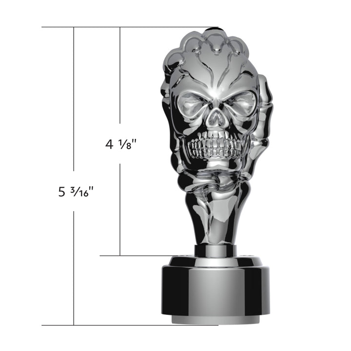 Thread-On Skull Gearshift Knob With 9/10 Speed Adapter - Chrome