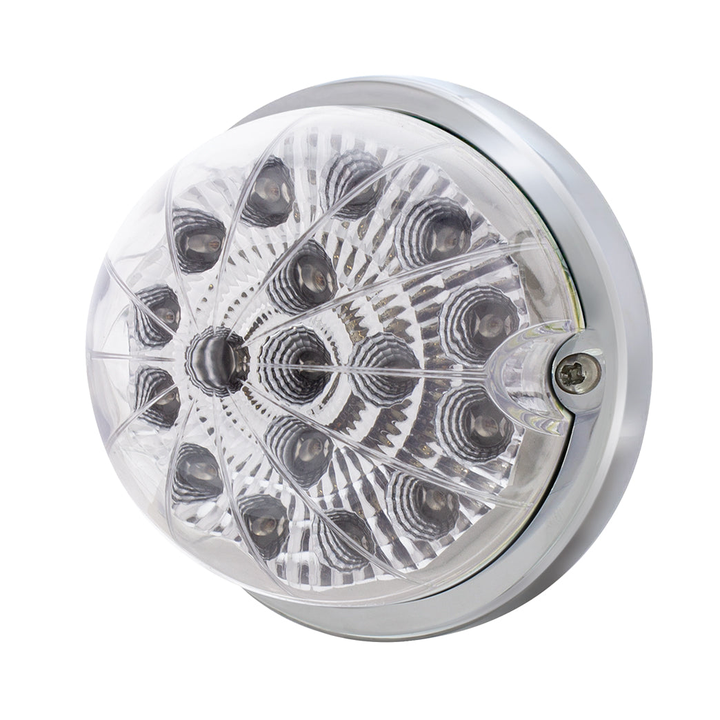 17 LED Dual Function Watermelon Clear Reflector Flush Mount Kit With Low Profile Bezel - Red LED/Clear Lens