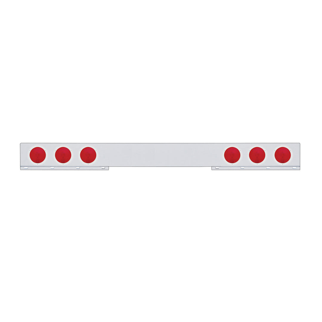 Chrome Light Bar With 4 Red Lights &amp; Stainless Steel Bezel