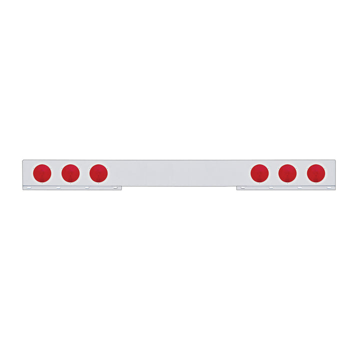 Chrome Light Bar With 4 Red Lights &amp; Stainless Steel Bezel