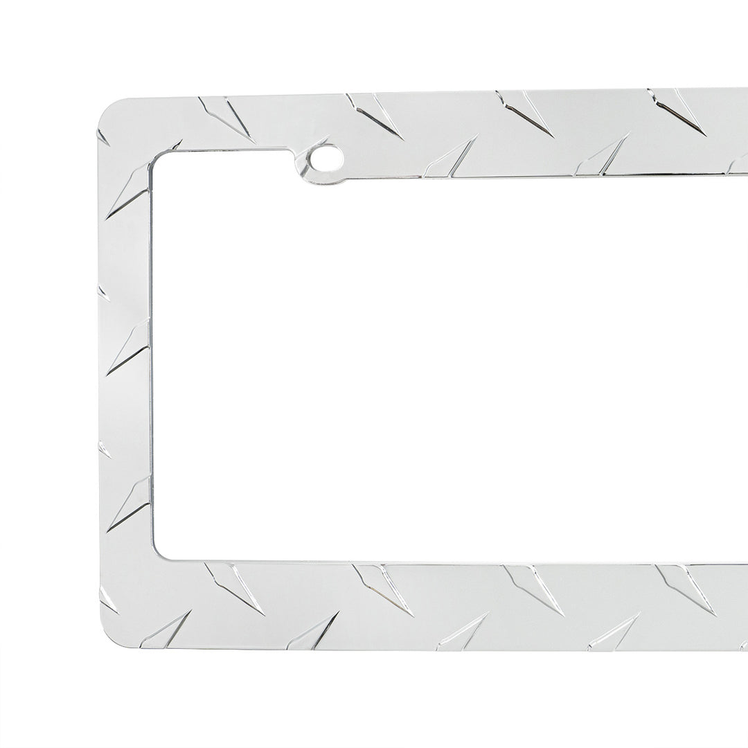 Diamond Plate License Plate Frame - Chrome