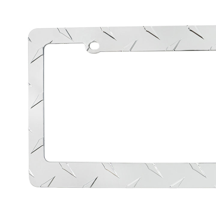 Diamond Plate License Plate Frame - Chrome