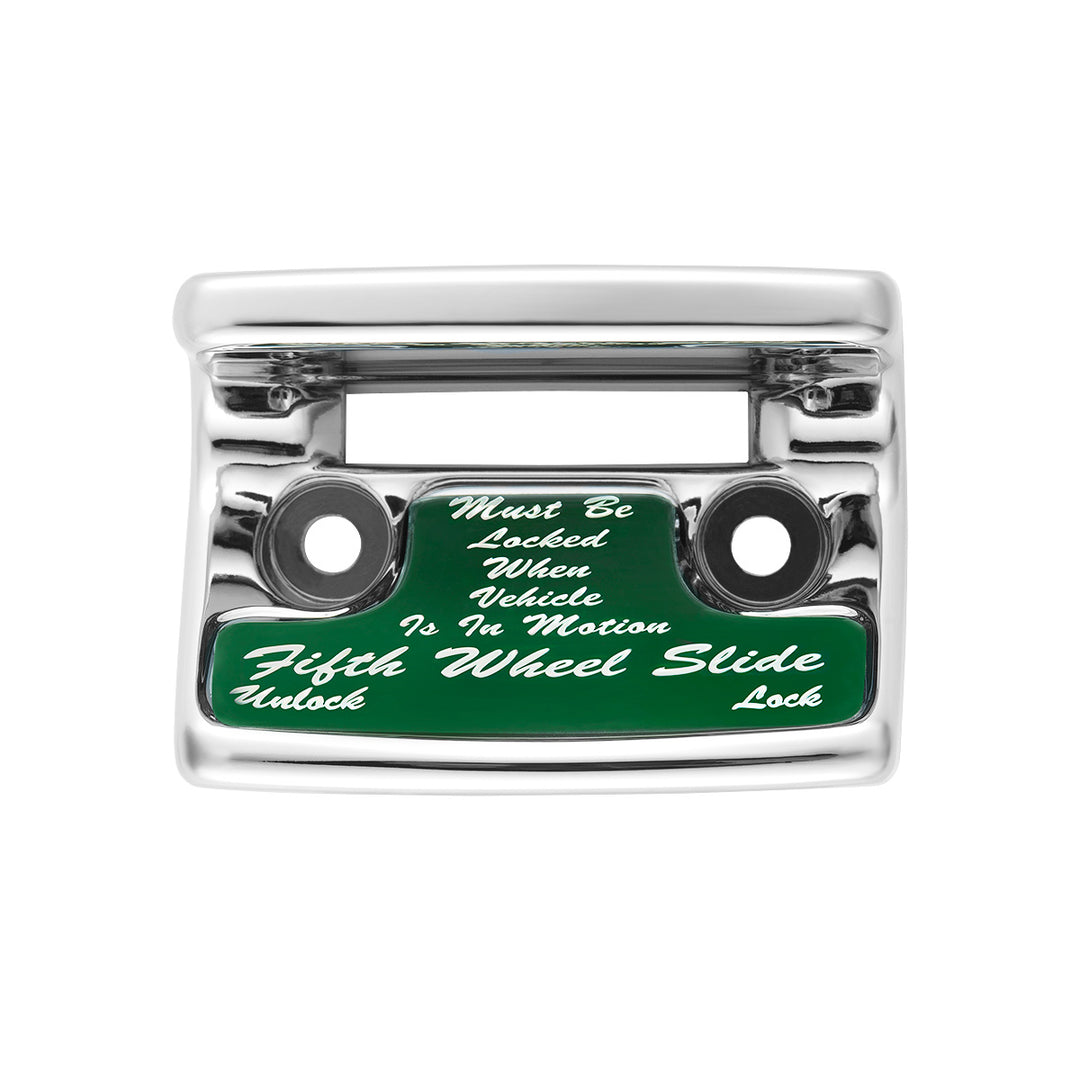 Chrome Plastic Fifth Wheel Switch Guard With Glossy Sticker For 1990-2010 Freightliner Classic - Green Sticker