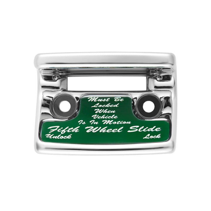 Chrome Plastic Fifth Wheel Switch Guard With Glossy Sticker For 1990-2010 Freightliner Classic - Green Sticker