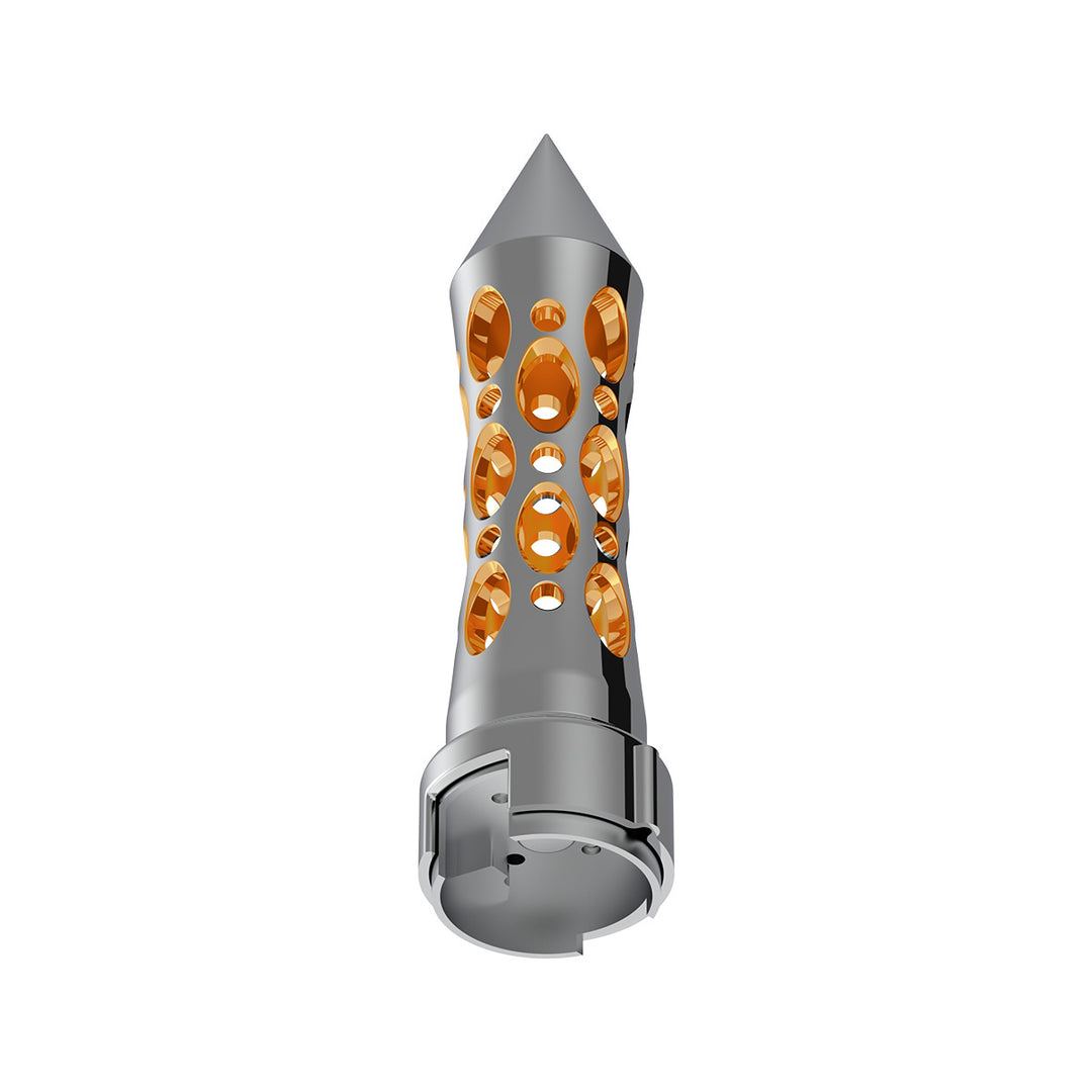 Thread-On Daytona Style Spike Gearshift Knob With LED 13/15/18 Speed Adapter - Chrome/Amber LED