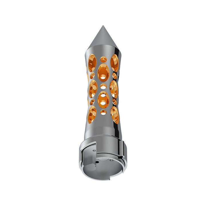 Thread-On Daytona Style Spike Gearshift Knob With LED 13/15/18 Speed Adapter - Chrome/Amber LED