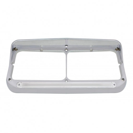 24 LED Rectangular Dual Headlight Bezel With Visor &amp; GloLight - Amber LED/Clear Lens