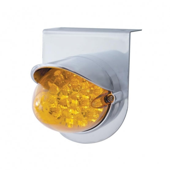 Stainless Light Bracket With 19 LED Reflector Light &amp; Visor - Amber LED/Amber Lens