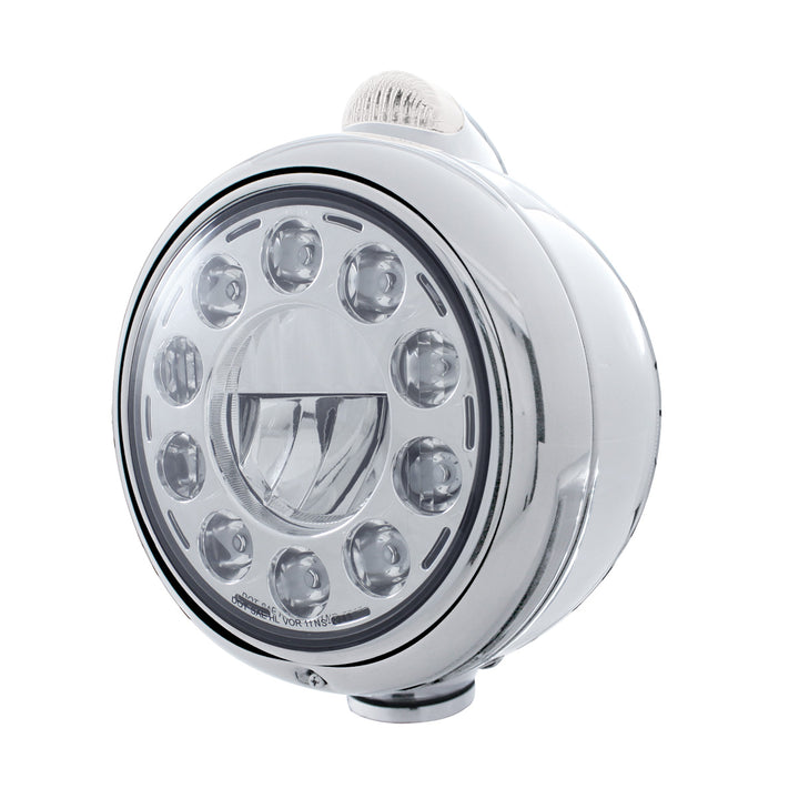 Chrome Guide 682-C Headlight 11 LED Bulb &amp; Dual Mode LED Signal - Clear Lens