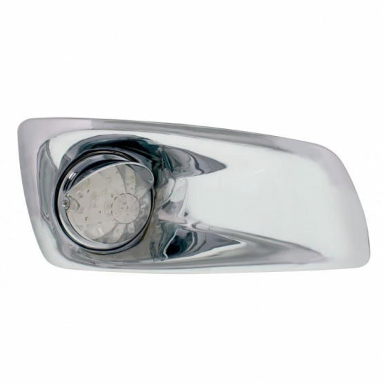 Fog Light Cover With Amber LED Watermelon Light &amp; Visor For 2007-17 KW T660 - Passenger - Clear Lens