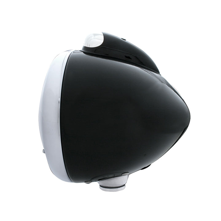 Black Guide 682-C Headlight No Bulb With Dual Mode LED Signal - Clear Lens