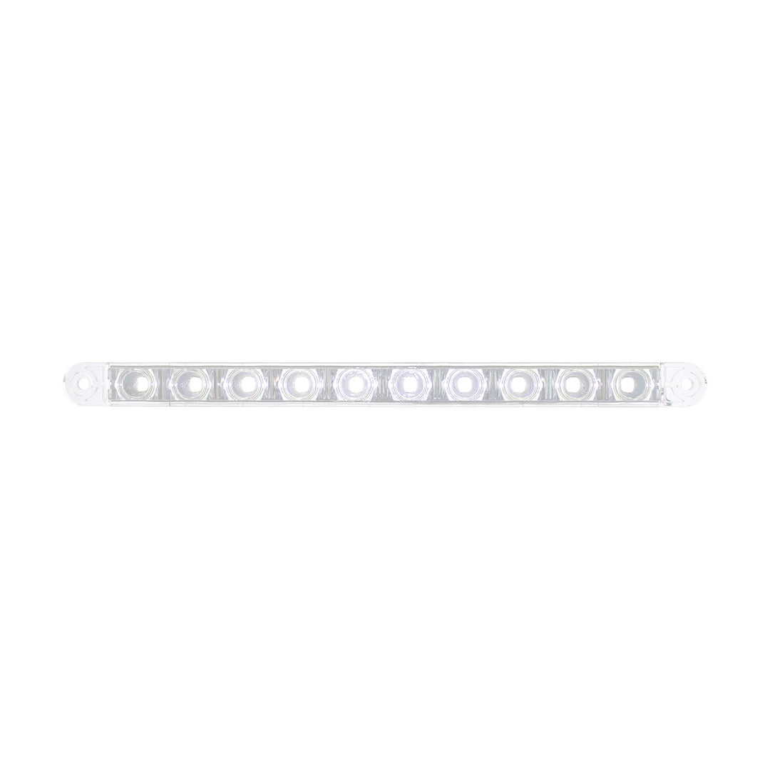 10 LED 9" Dual Function Light Bar - White LED/Clear Lens (Bulk)