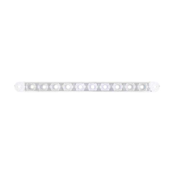 10 LED 9" Dual Function Light Bar - White LED/Clear Lens (Bulk)
