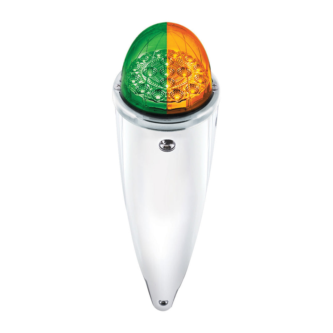 Double Fury 17 LED Dual Function Watermelon Torpedo Cab Light - Amber &amp; Green LED/Clear Lens
