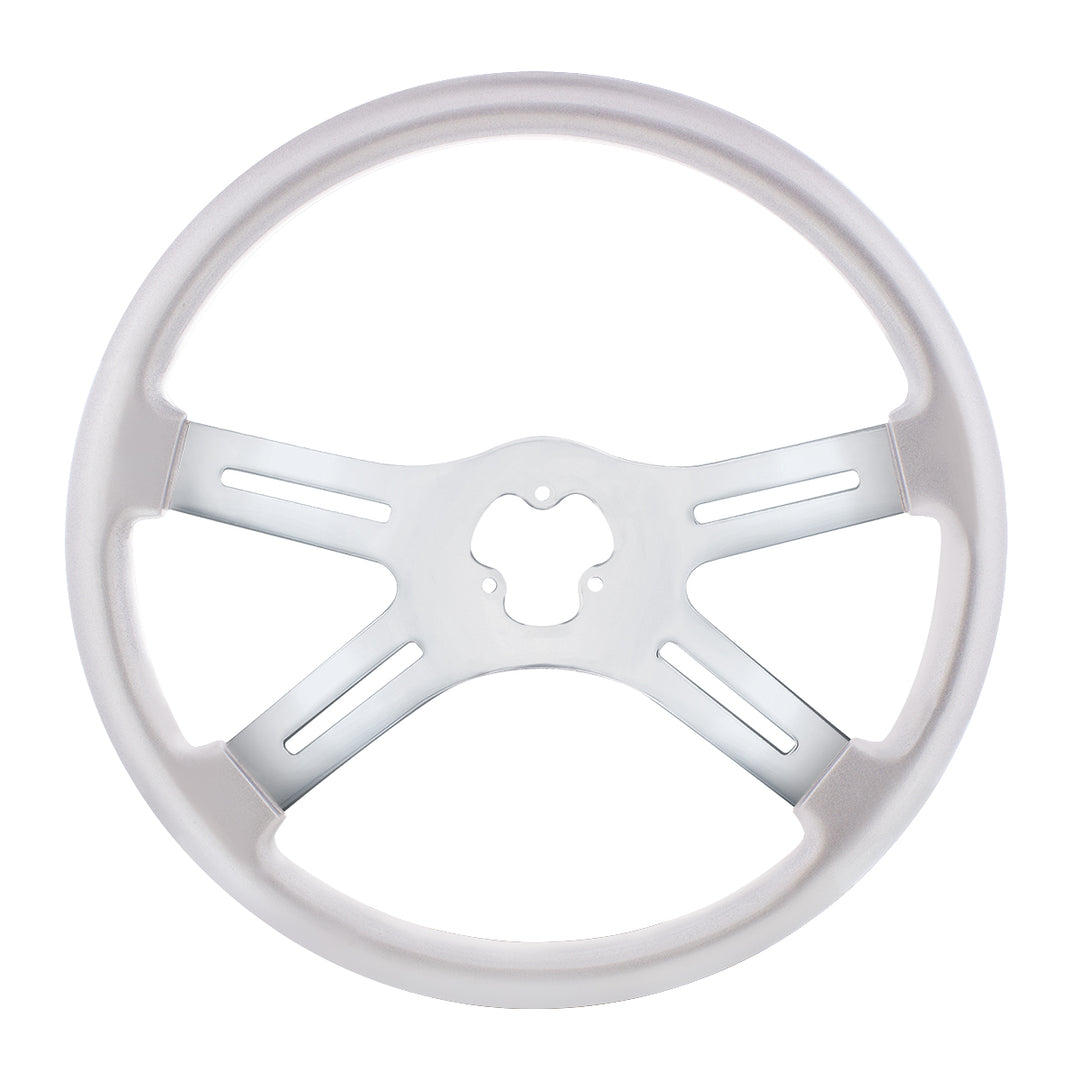 18" Vibrant Color 4 Spoke Steering Wheel - Liquid Silver