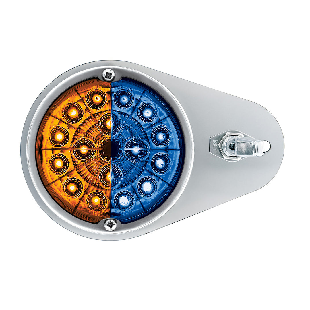 304 Stainless Steel Above Door Dome Light Kit W/ 17 LED Double Fury Watermelon For 1994-2025 KW W900 - Amber &amp; Blue LED