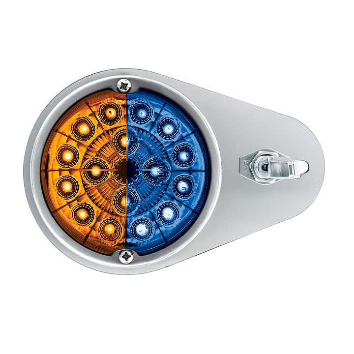 304 Stainless Steel Above Door Dome Light Kit W/ 17 LED Double Fury Watermelon For 1994-2025 KW W900 - Amber &amp; Blue LED