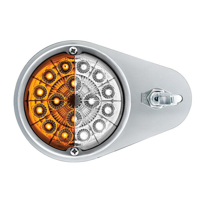 304 Stainless Steel Above Door Dome Light Kit W/ 17 LED Double Fury Watermelon For 1994-2025 KW W900 - Amber &amp; White LED