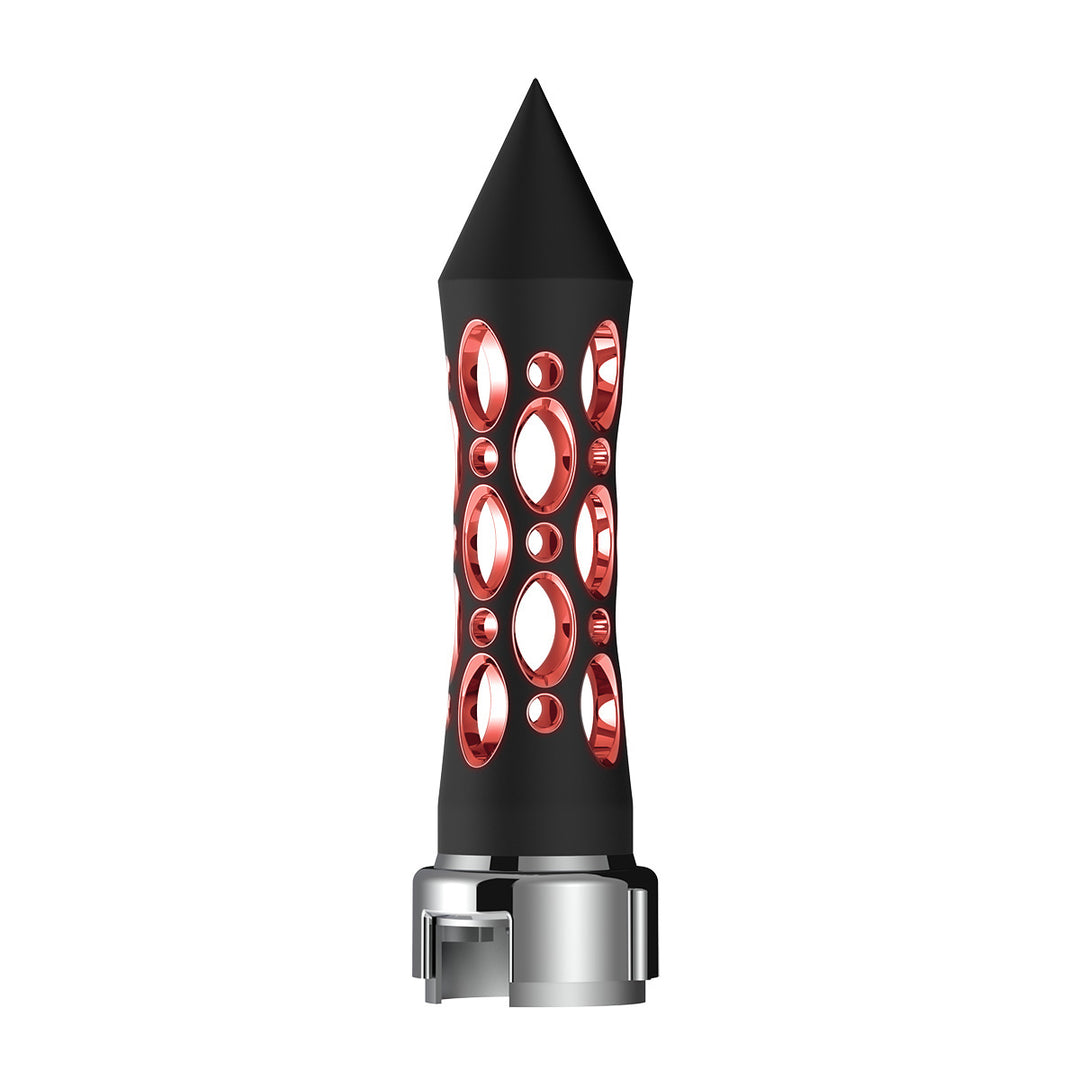 Thread-On Daytona Style Spike Gearshift Knob With LED 13/15/18 Speed Adapter - Black/Red LED