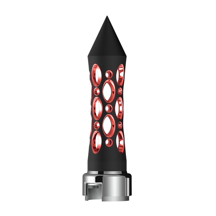 Thread-On Daytona Style Spike Gearshift Knob With LED 13/15/18 Speed Adapter - Black/Red LED