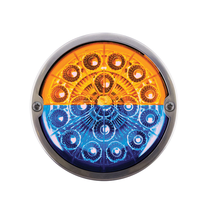 17 LED Watermelon Double Fury Light Torpedo Cab Light - Amber &amp; Blue LED/Clear Lens