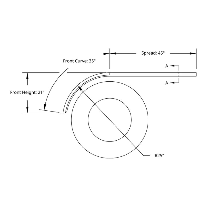 80" 430 Stainless Steel (16ga) Roll Formed Edge Smooth Half Fender - Stainless Steel Series (Pair)