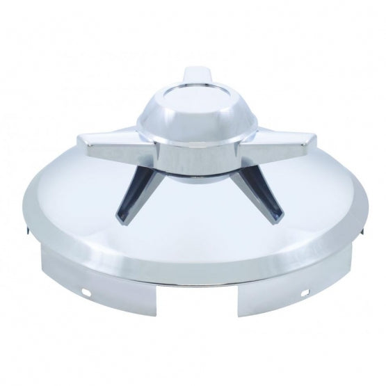 5 Even Notched Chrome Front Hubcap With 3 Bar Spinner - 1" Lip
