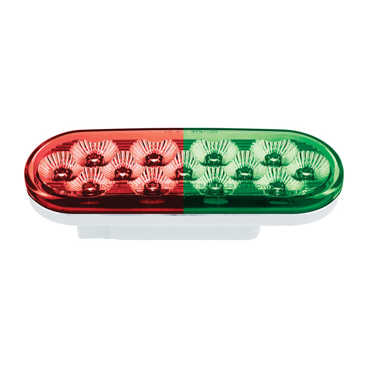 13 LED 6" Oval Double Fury Light (Stop &amp; Turn) - Red &amp; Green LED/Clear Lens