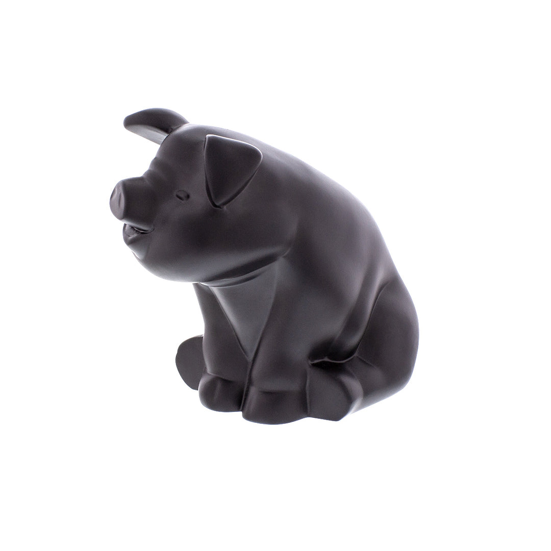 Die-Cast Sitting Pig Hood Ornament - Matte Black