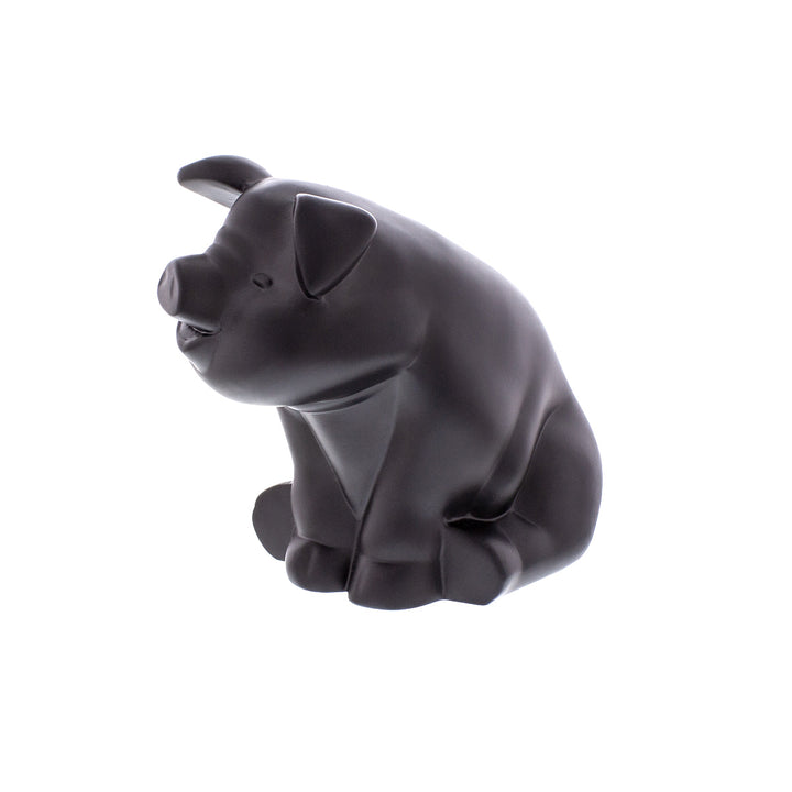 Die-Cast Sitting Pig Hood Ornament - Matte Black
