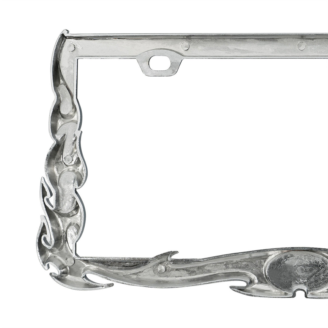 Flame License Plate Frame - Chrome