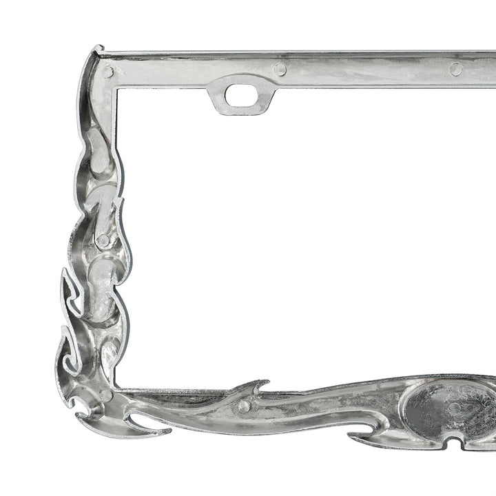Flame License Plate Frame - Chrome