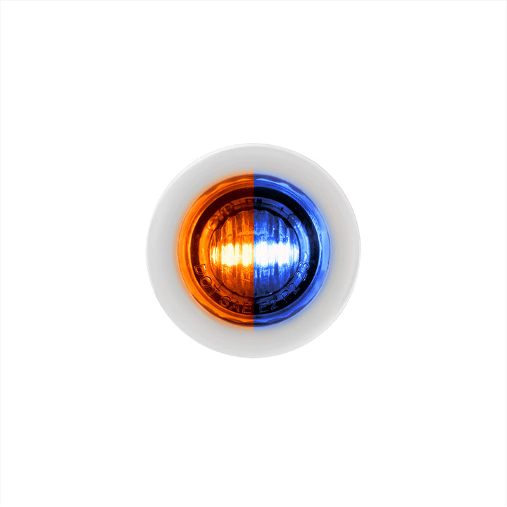 2 LED 3/4" Mini Double Fury Light (Clearance/Marker) - Amber &amp; Blue LED/Clear Lens
