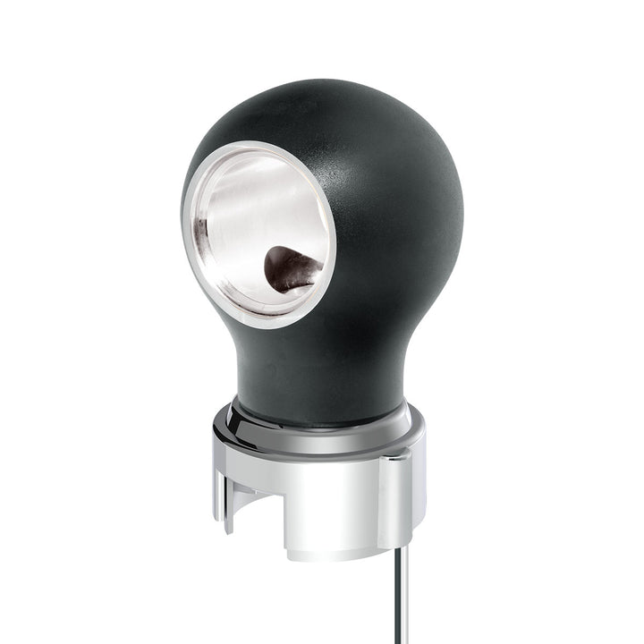 Thread-On Matte Black Charlotte Style Gearshift Knob With LED 13/15/18 Speed Adapter - White LED