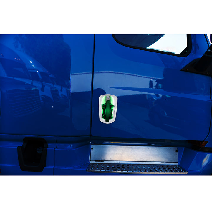 6 LED Chrome Door Handle Cover For 2018-2025 Freightliner Cascadia - Passenger, Green LED