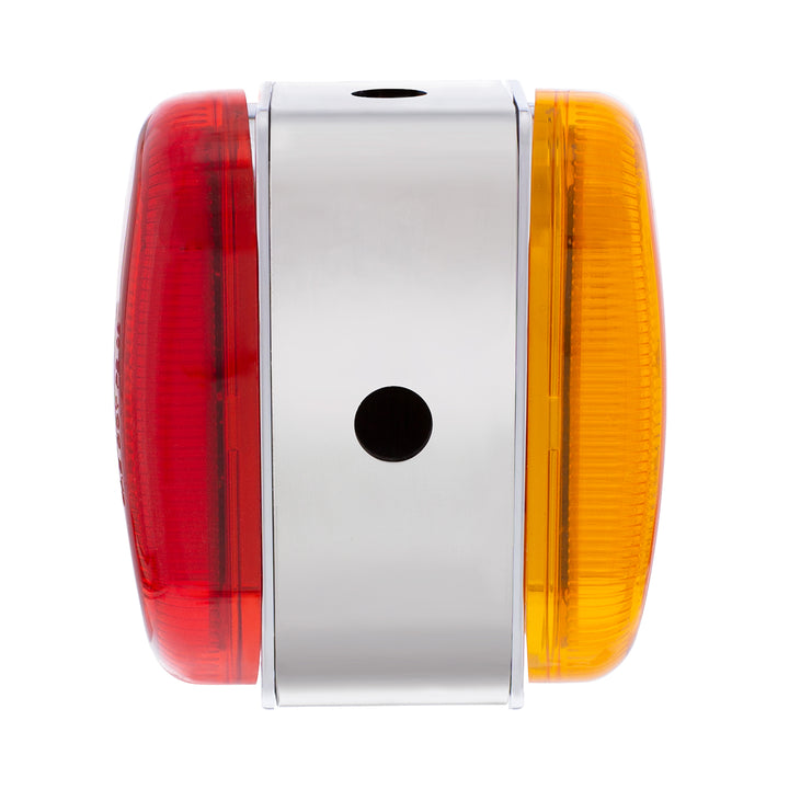 26 LED Dual Function Reflector Double Face Oval Light With Stainless Steel Bracket - Amber &amp; Red LED/Amber &amp; Red Lens