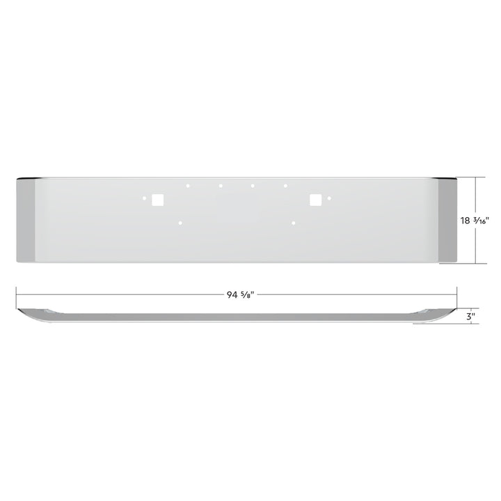 Stainless Steel Clad Aluminum Bumper For 2008-2023 Peterbilt 389 - Curved Ends