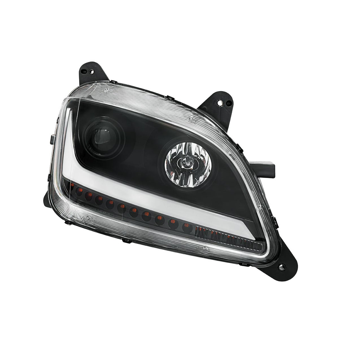 Black Projection Headlight With LED Position &amp; Sequential Signal For 2012-2021 Peterbilt 579 - Passenger