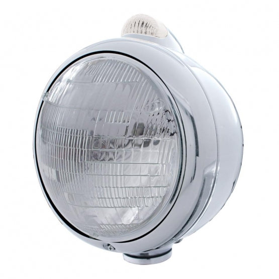 Stainless Steel Guide 682-C Style Headlight 6014 &amp; LED Turn Signal - Clear Lens