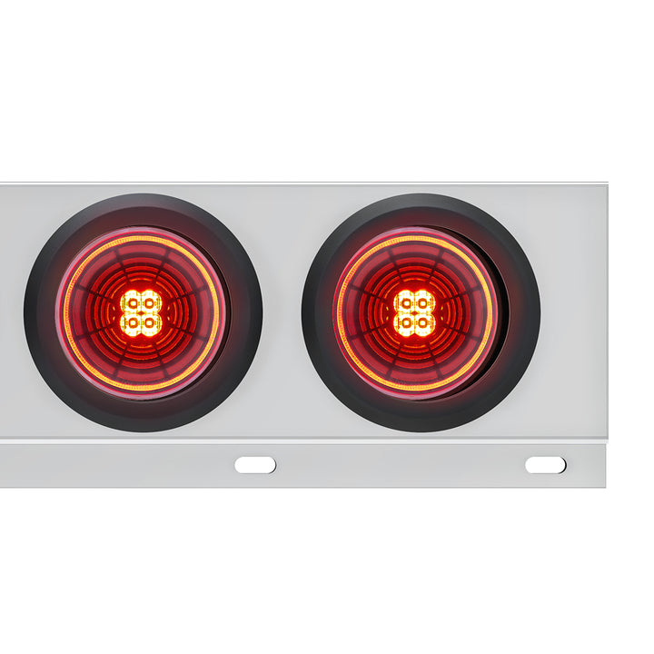 3-3/4" Bolt Pattern Stainless Steel Spring Loaded Bar With 6 x 4" 13 LED Abyss Lights - Red LED/Red Lens (Pair)