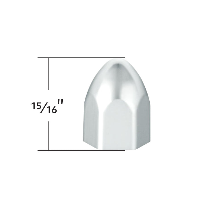 1/2" x 15/16" Chrome Plastic Bullet Nut Covers - Push-On (10-Pack)