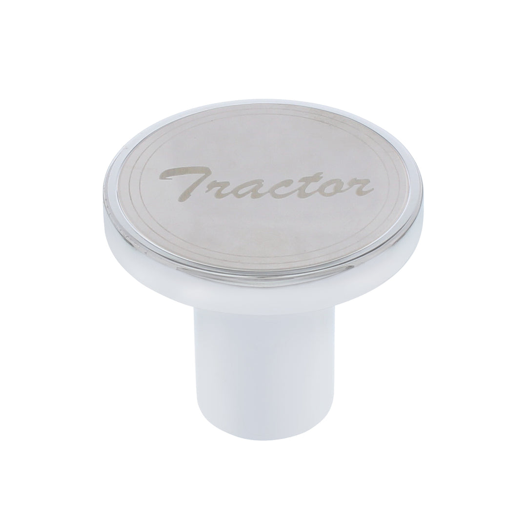 Aluminum Screw-On Air Valve Knob With Stainless Tractor Plaque - Chrome