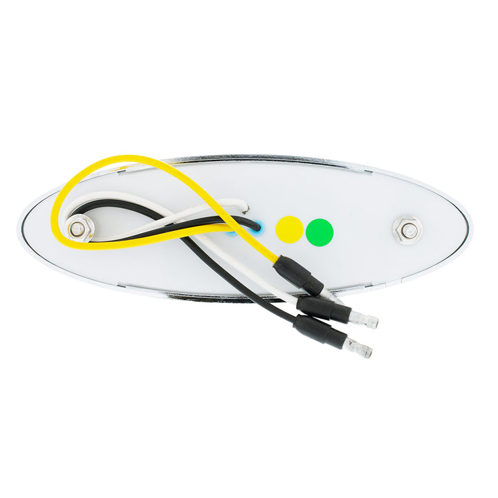 10 LED Oval Double Fury Light With Clear Lens &amp; Chrome Bezel (Clearance/Marker) - Amber &amp; Green LED/Clear Lens