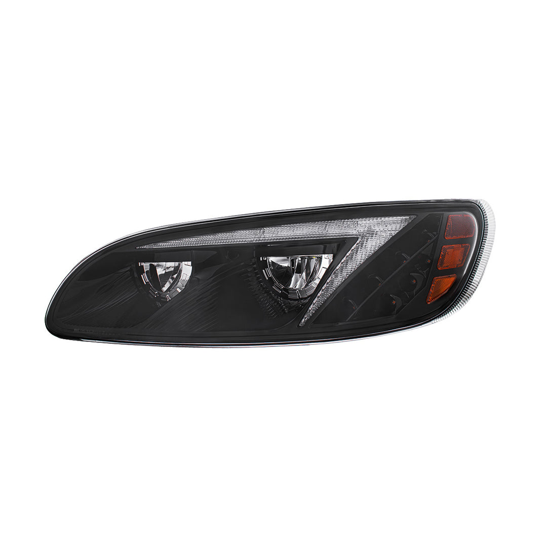 Black LED Headlight With Color Changing Position Light Bar For Peterbilt 386 (2005-2015) &amp; 387 (1999-2010) - Driver