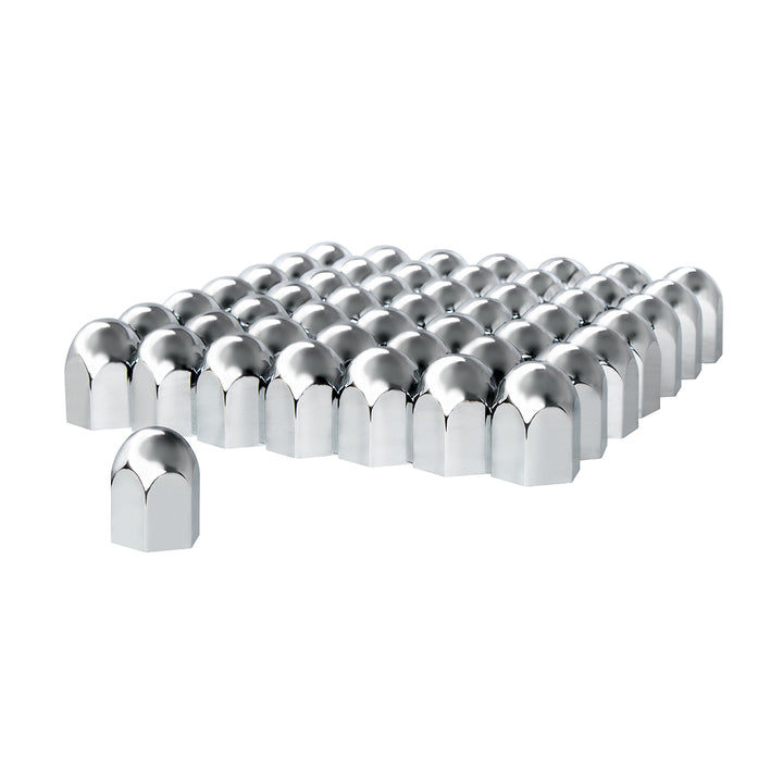 1-1/2" x 2-1/4" Chrome Plastic Standard Nut Covers - Push-On (60-Pack)