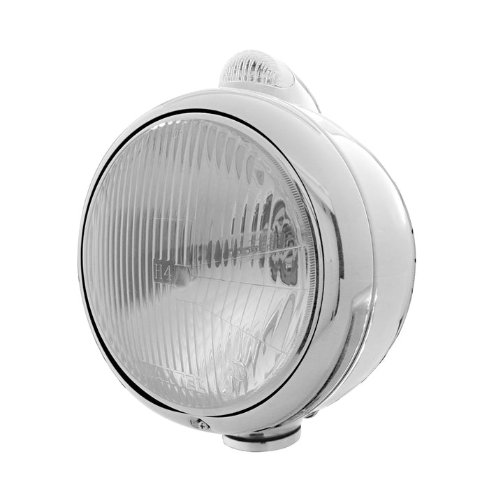 Stainless Steel Guide 682-C Style Headlight H4 &amp; LED Turn Signal - Clear Lens