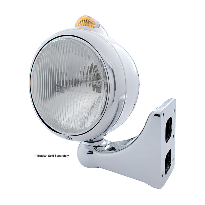 Chrome Guide 682-C Headlight H4 &amp; Dual Mode LED Signal - Amber Lens