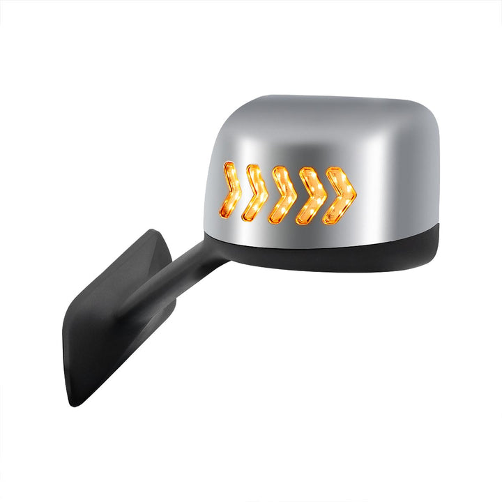 Chrome Plastic Hood Mirror Assembly With Sequential LED Turn Signals For 2018-2024 International LT - Driver